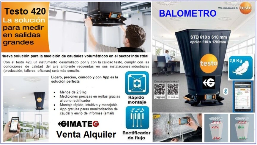 balometro testo 420 para climatizacion con Bluetooth venta alquiler gimateg