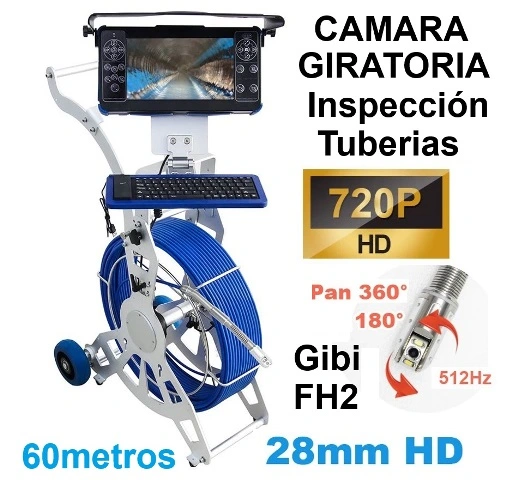 Alquiler camara GiCam-FH2 giratoria 28mm x60metros inspeccion tubos GimateG