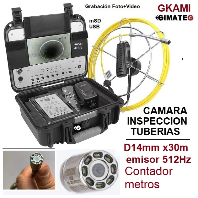 camara 14mm x30m contador y emisor inspeccion tubos GKAMI gimateg
