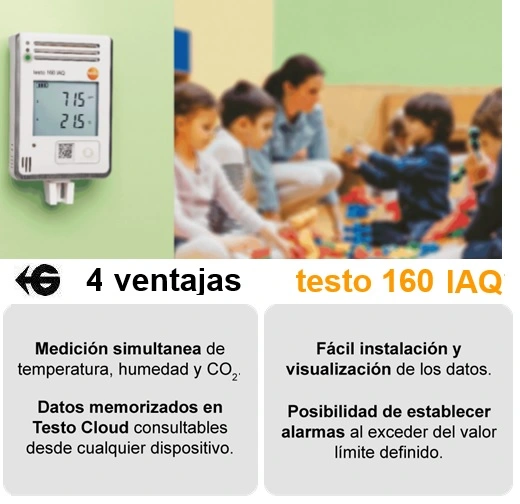 Data loger Calidad Aire CO2 conexion wifi testo 160 GimateG