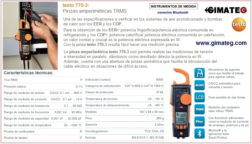 pinza amperimetrica con bluetooth testo 770-3 gimateg