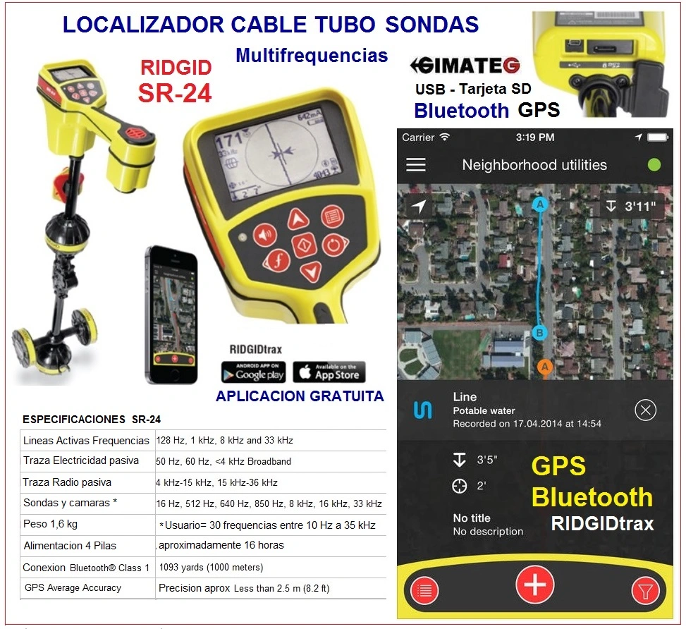 localizador ridgid sr24,cable y tubos metalicos venta alquiler gimateg