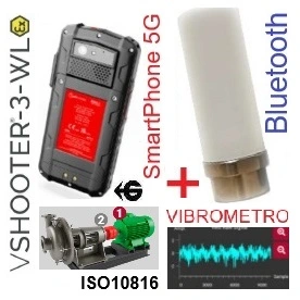 Espectro FFT foto ISO10816 y datos vibrometro VShooter3 ATEX gimateg