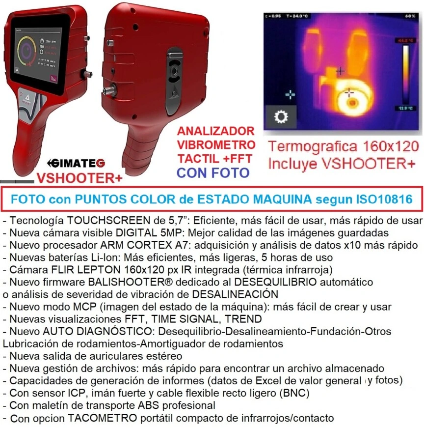 caracteristicas camara vibración maquinas VShooter+ GimateG