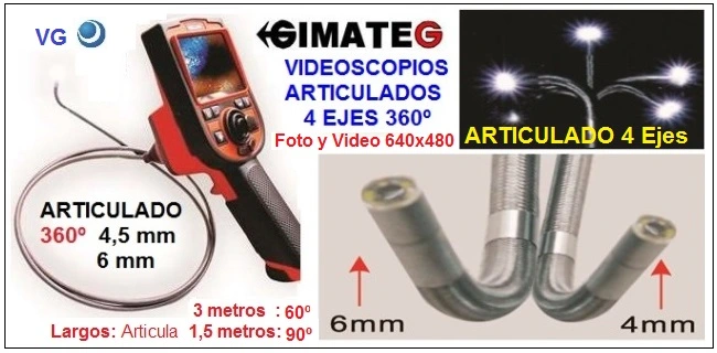 videoscopios articulados 360 grados diametro 4,5mm ó 6mm GiCam-G GimateG