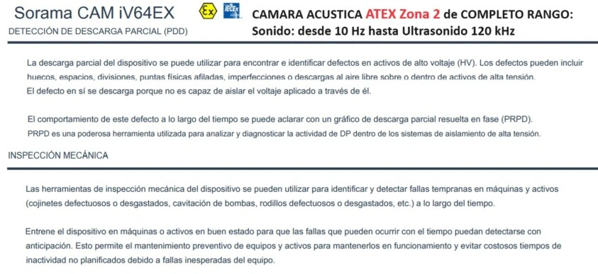 inspeccion con Camara acustica ATEX SORAMA CAM iV64ex gimateg