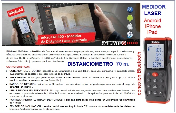 distanciometro laser ridgid consulte a gimateg