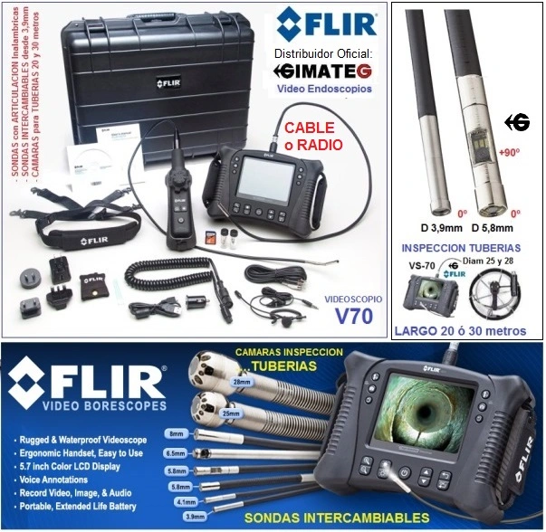 camara inspeccion Flir V70 para tubos y maquinas GimateG